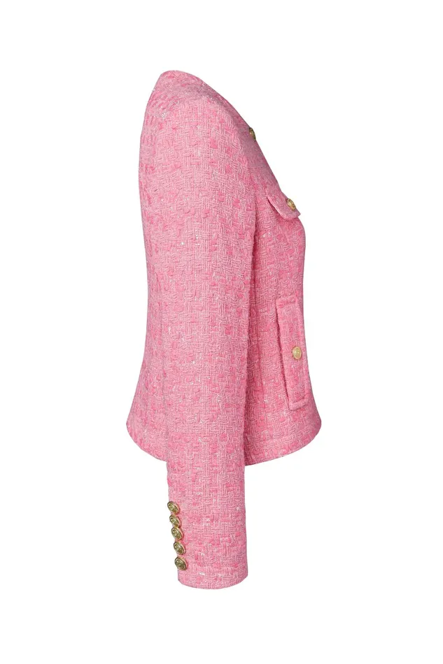 Holland Cooper Tailoring Women Chelsea Jacket Pop Pink Boucle