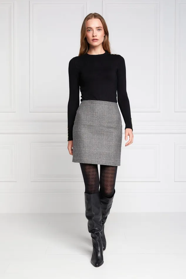 Holland Cooper Tailoring Women Chelsea Skirt Prince Of Wales Black Holland Cooper Tailoring Women Chelsea Skirt Prince Of Wales Black