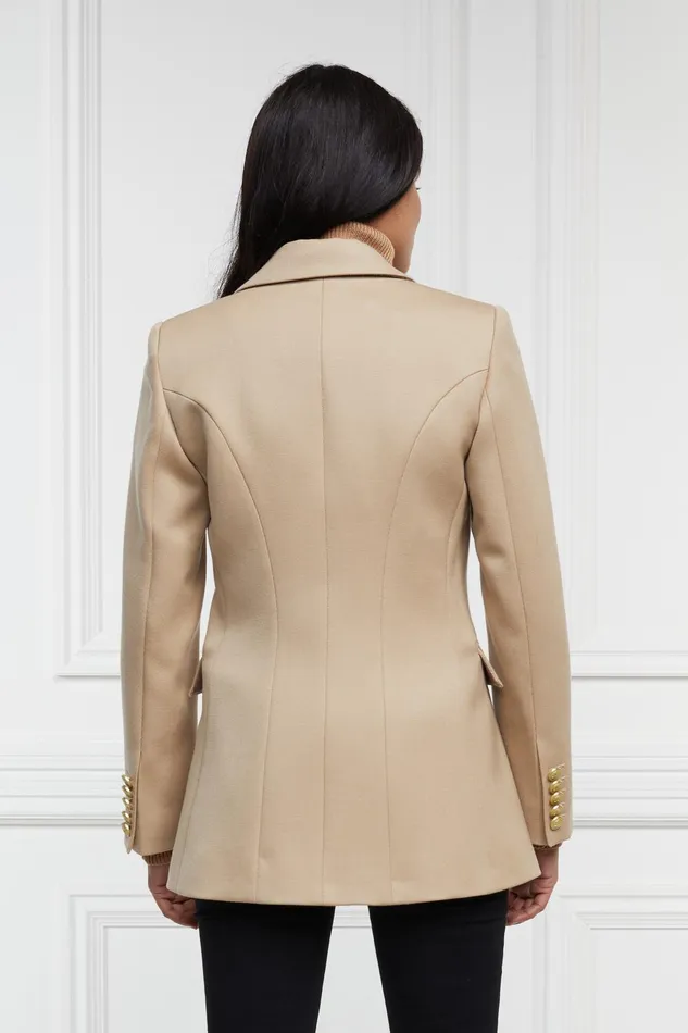 Holland Cooper Tailoring Women Double Breasted Blazer Camel Twill