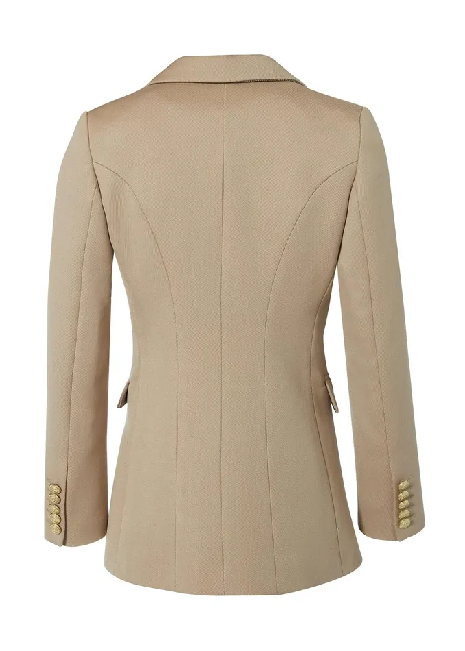 Holland Cooper Tailoring Women Double Breasted Blazer Camel Twill