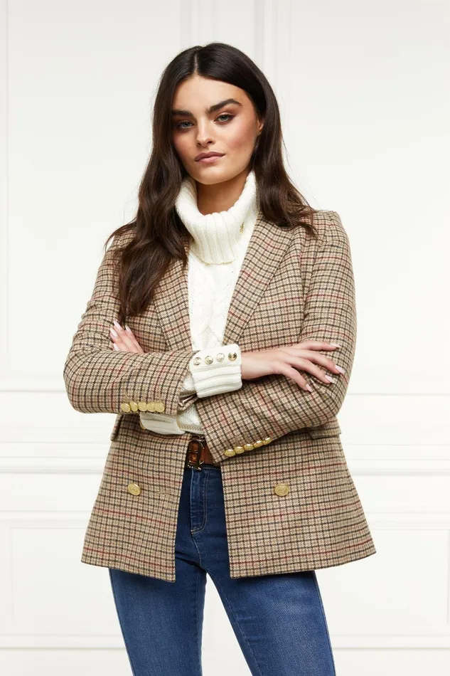 Holland Cooper Tailoring Women Double Breasted Blazer Charlton Tweed