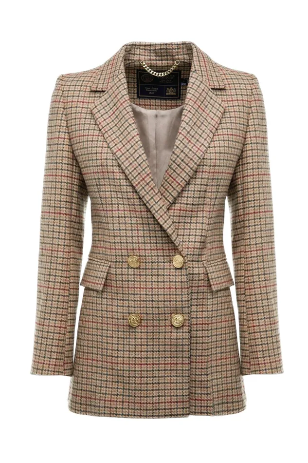 Holland Cooper Tailoring Women Double Breasted Blazer Charlton Tweed