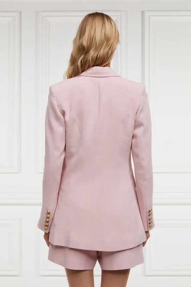 Holland Cooper Tailoring Women Double Breasted Blazer Pink Linen