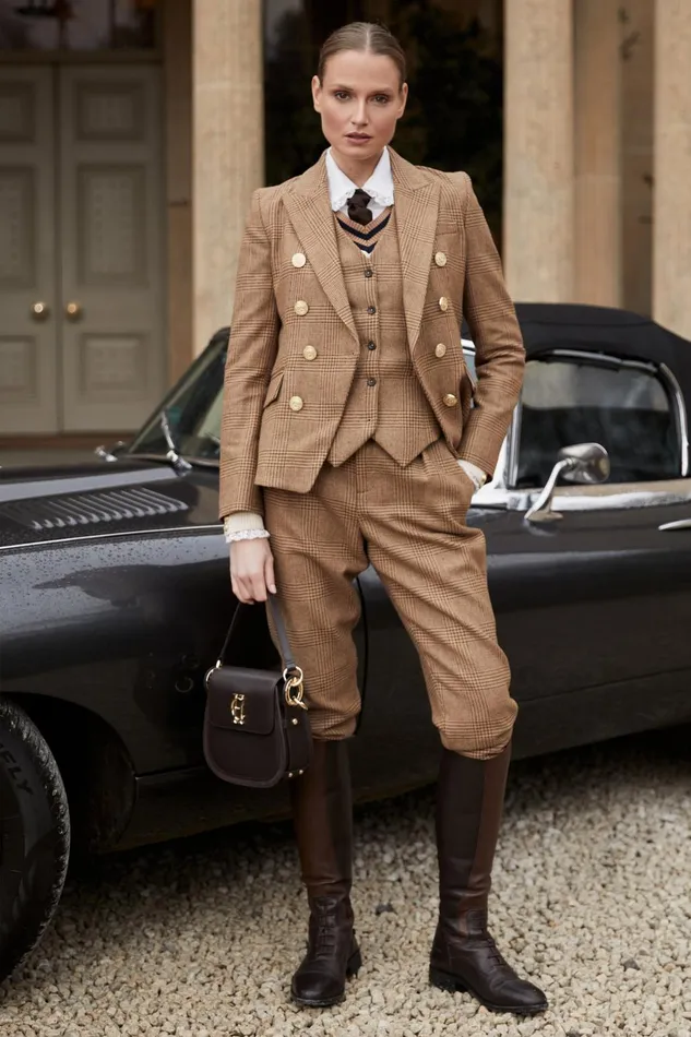 Holland Cooper Tailoring Women High Waisted Peg Trouser Tawny Holland Cooper Tailoring Women High Waisted Peg Trouser Tawny