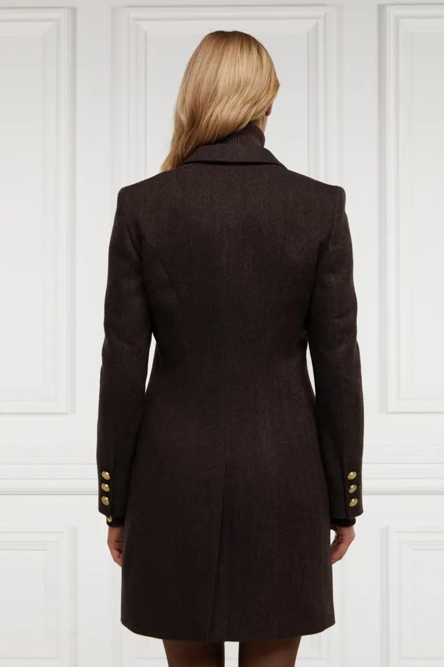 Holland Cooper Tailoring Women Highgrove Coat Chocolate Herringbone