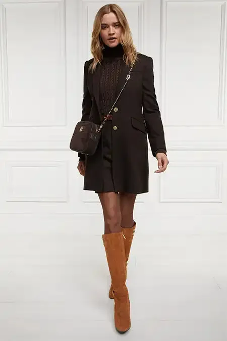 Holland Cooper Tailoring Women Highgrove Coat Chocolate Herringbone
