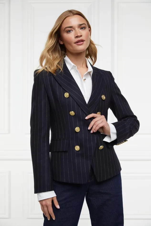 Holland Cooper Tailoring Women Knightsbridge Blazer Navy Chalk Pinstripe