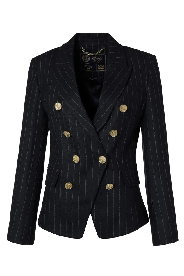 Holland Cooper Tailoring Women Knightsbridge Blazer Navy Chalk Pinstripe