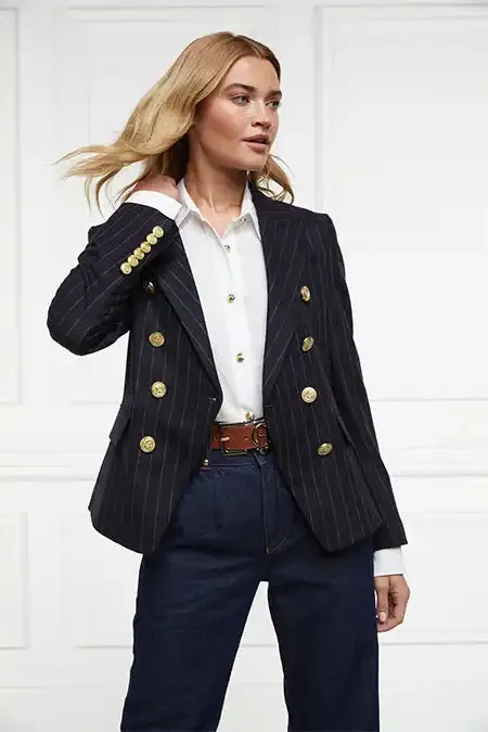 Holland Cooper Tailoring Women Knightsbridge Blazer Navy Chalk Pinstripe