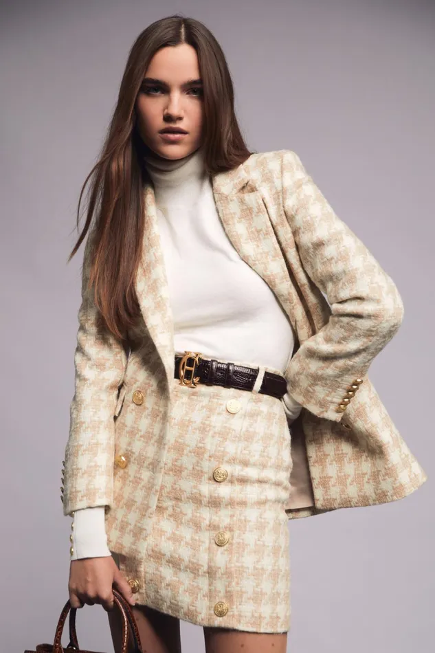 Holland Cooper Tailoring Women Knightsbridge Skirt Camel Houndstooth Holland Cooper Tailoring Women Knightsbridge Skirt Camel Houndstooth