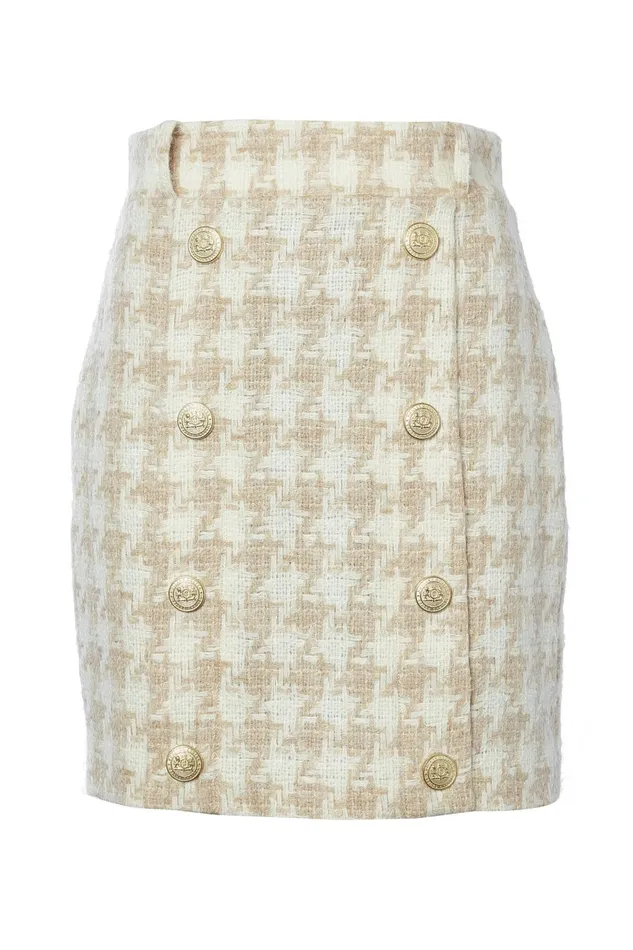 Holland Cooper Tailoring Women Knightsbridge Skirt Camel Houndstooth Holland Cooper Tailoring Women Knightsbridge Skirt Camel Houndstooth