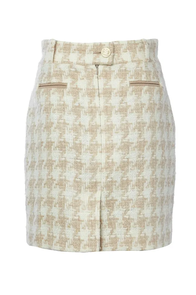 Holland Cooper Tailoring Women Knightsbridge Skirt Camel Houndstooth Holland Cooper Tailoring Women Knightsbridge Skirt Camel Houndstooth