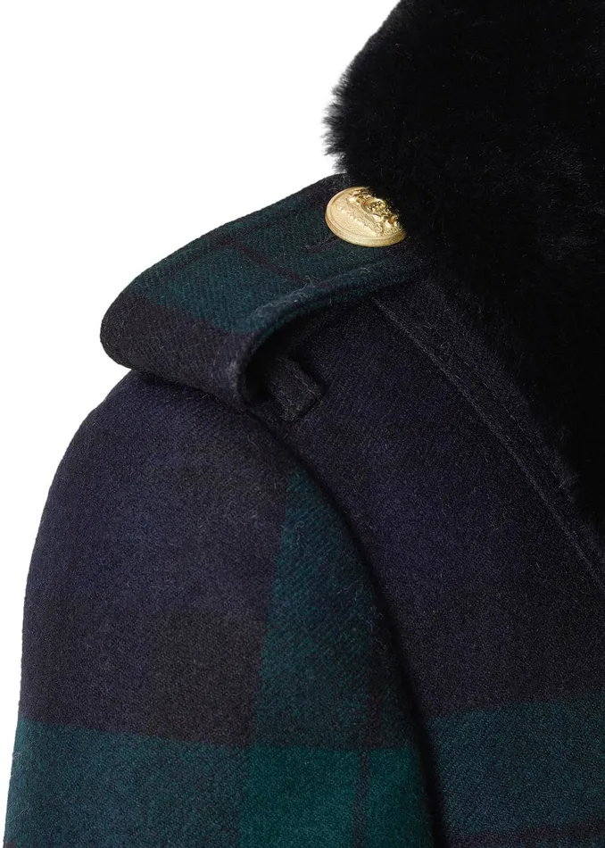 Holland Cooper Tailoring Women Marlborough Shearling Trench Coat Blackwatch
