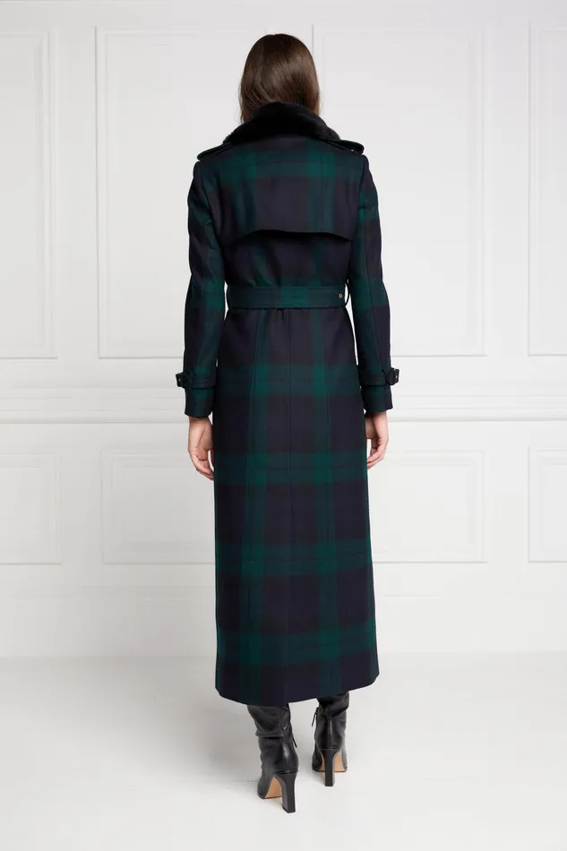 Holland Cooper Tailoring Women Marlborough Shearling Trench Coat Blackwatch