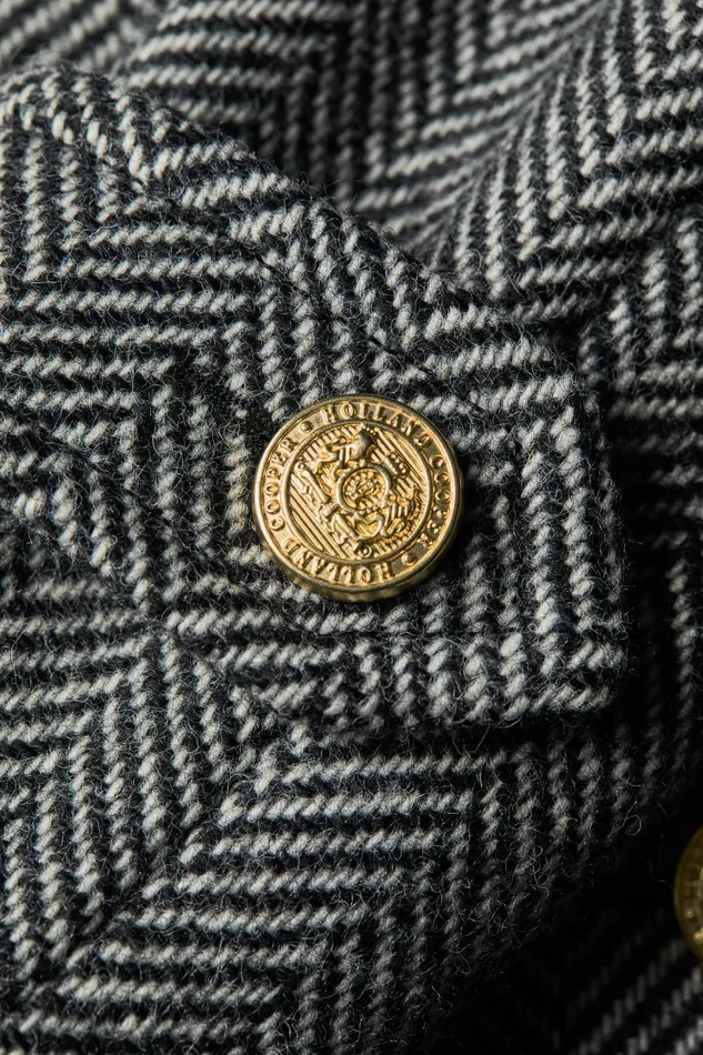 Holland Cooper Tailoring Women The Great Coat Wide Tooth Black Herringbone