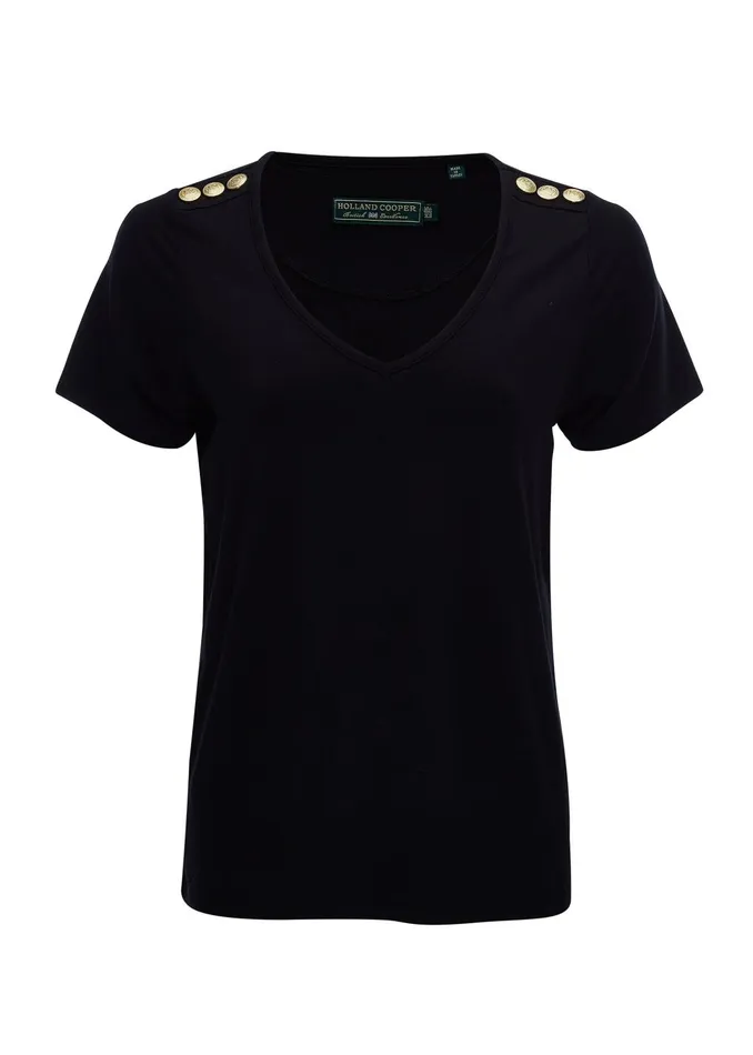 Holland Cooper Tees Women Relax Fit VNeck Tee Black Holland Cooper Tees Women Relax Fit VNeck Tee Black