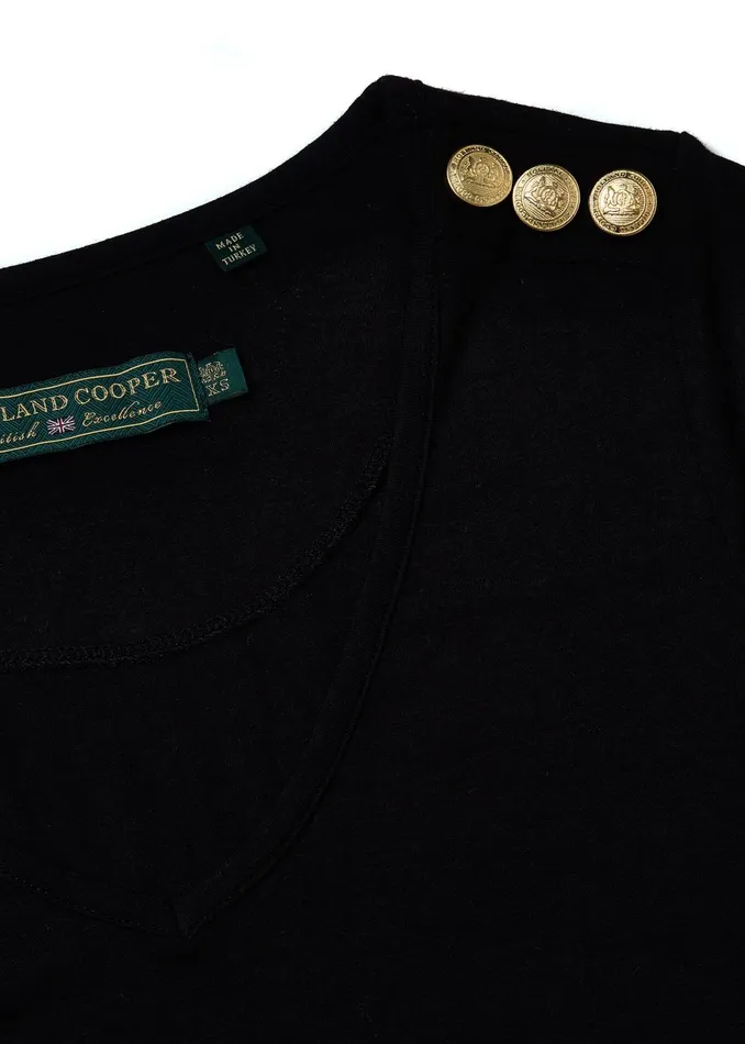 Holland Cooper Tees Women Relax Fit VNeck Tee Black Holland Cooper Tees Women Relax Fit VNeck Tee Black