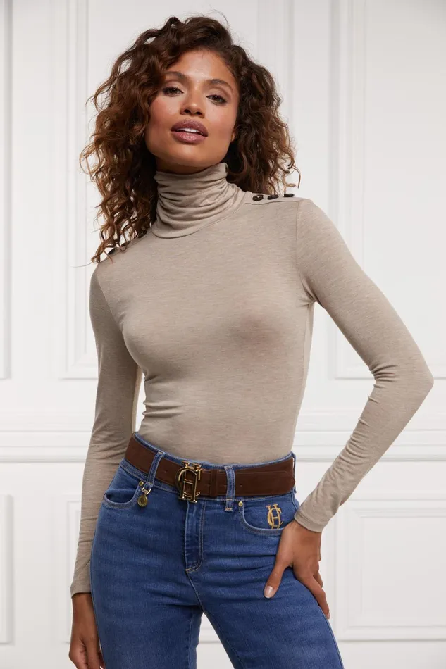 Holland Cooper Tops Women Essential Roll Neck Oatmeal