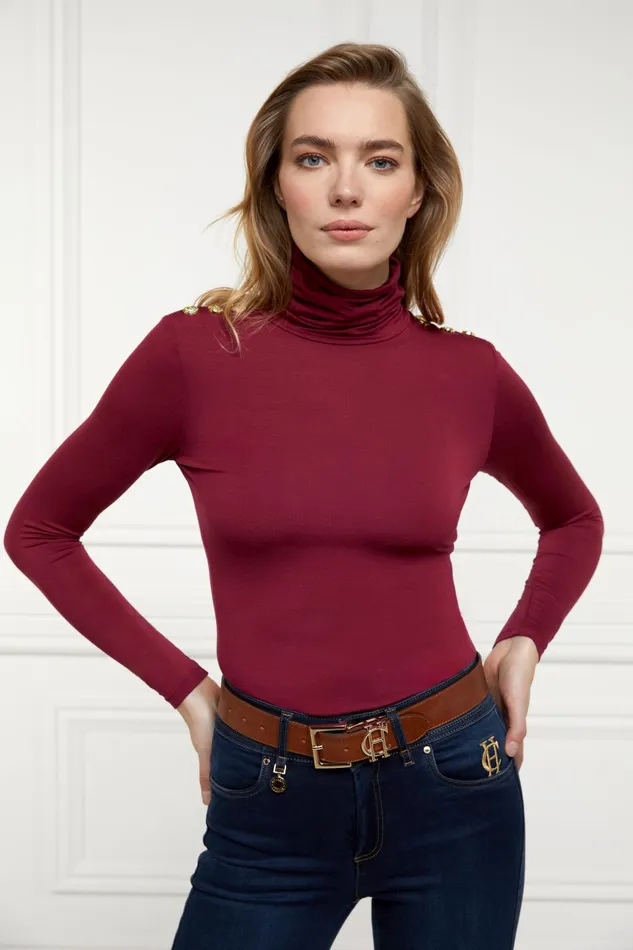 Holland Cooper Tops Women Essential Roll Neck Wine