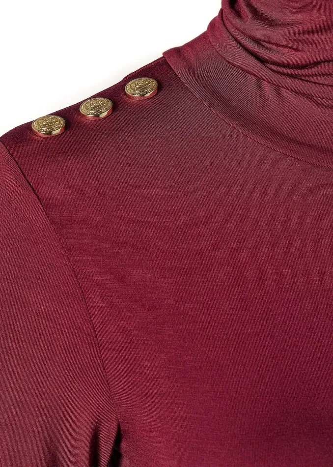 Holland Cooper Tops Women Essential Roll Neck Wine Holland Cooper Tops Women Essential Roll Neck Wine