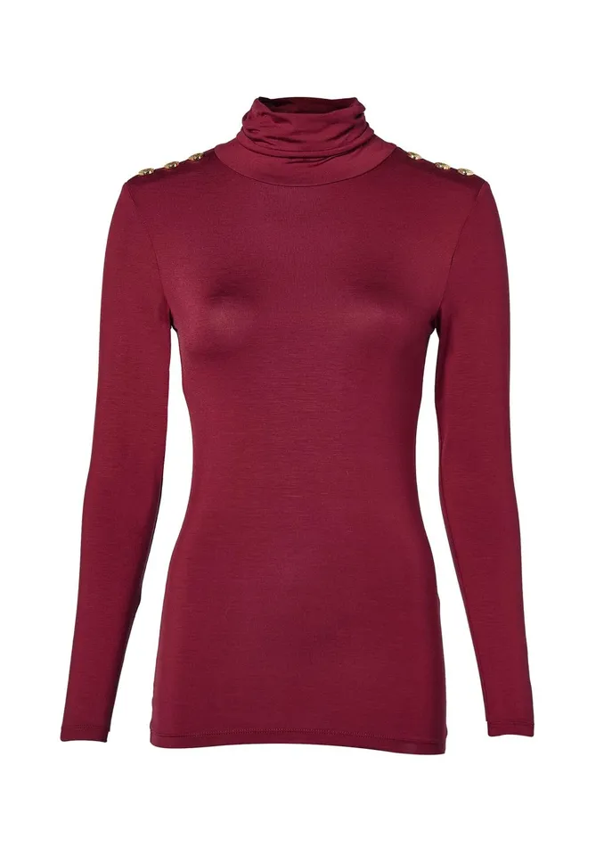 Holland Cooper Tops Women Essential Roll Neck Wine Holland Cooper Tops Women Essential Roll Neck Wine