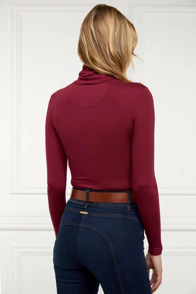 Holland Cooper Tops Women Essential Roll Neck Wine Holland Cooper Tops Women Essential Roll Neck Wine