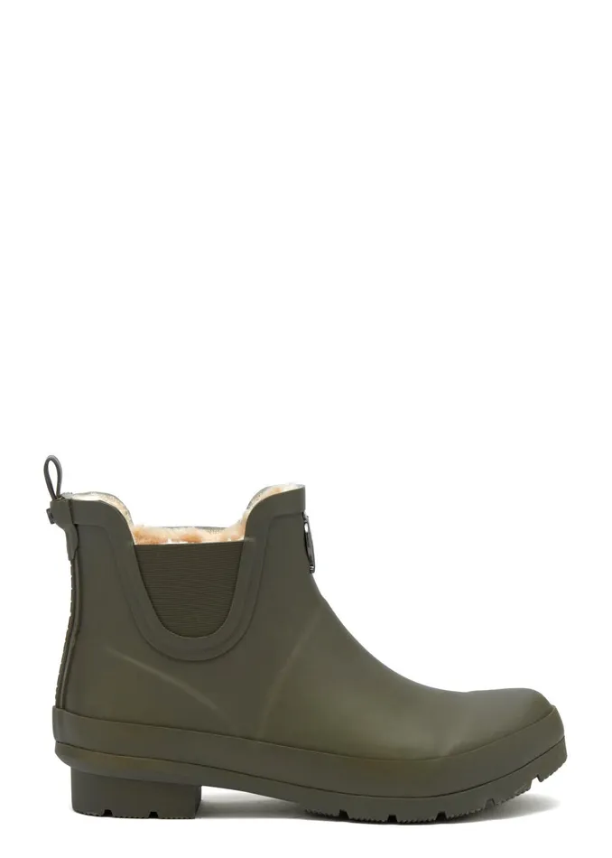 Holland Cooper Wellington Boots Women Rubber Chelsea Boot Matte Green Gunmetal