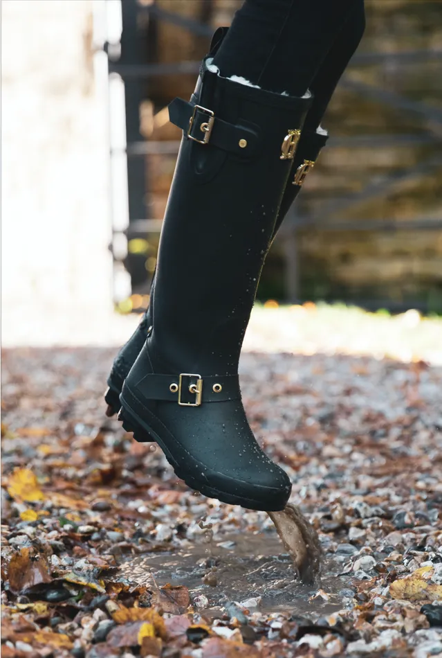Holland Cooper Wellington Boots Women Sherpa Lined Regency Wellington Matte Black