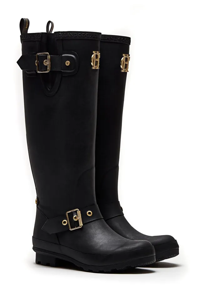 Holland Cooper Wellington Boots Women Sherpa Lined Regency Wellington Matte Black