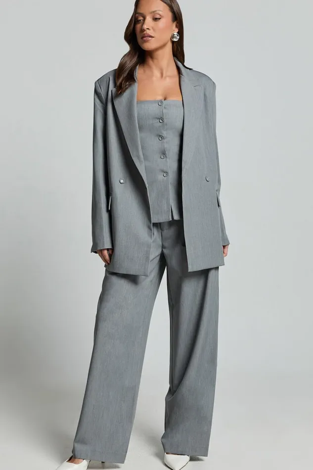 Hope Blazer 8211 Oversized Double Breasted Blazer In Grey Women Showpo Blazers