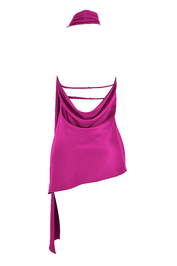 House Of CB AidaHot Pink Asymmetric Wrap Neck Dress 8211 SALE Hot Women Mini Dresses