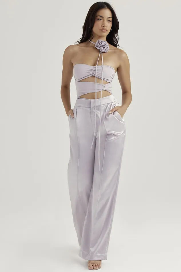 House Of CB AliviaGrey Satin Trousers 8211 SALE Grey Women Trousers