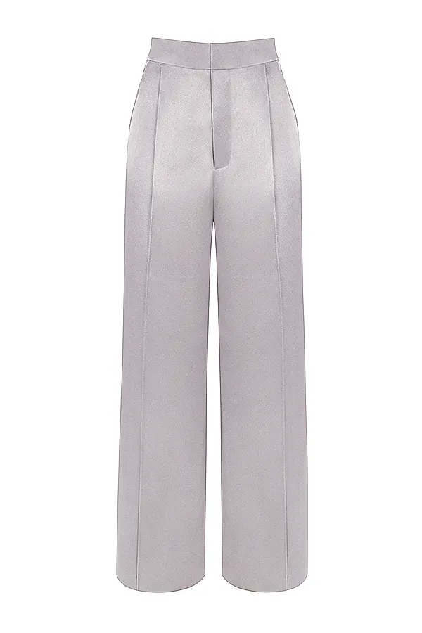 House Of CB AliviaGrey Satin Trousers 8211 SALE Grey Women Trousers