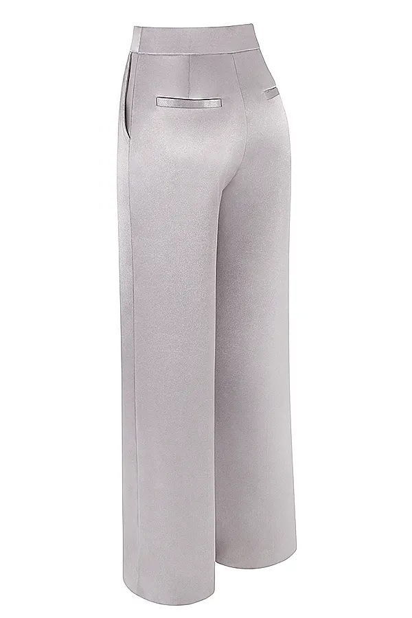 House Of CB AliviaGrey Satin Trousers 8211 SALE Grey Women Trousers