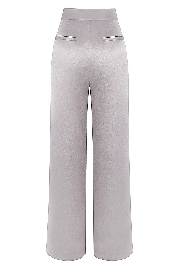 House Of CB AliviaGrey Satin Trousers 8211 SALE Grey Women Trousers