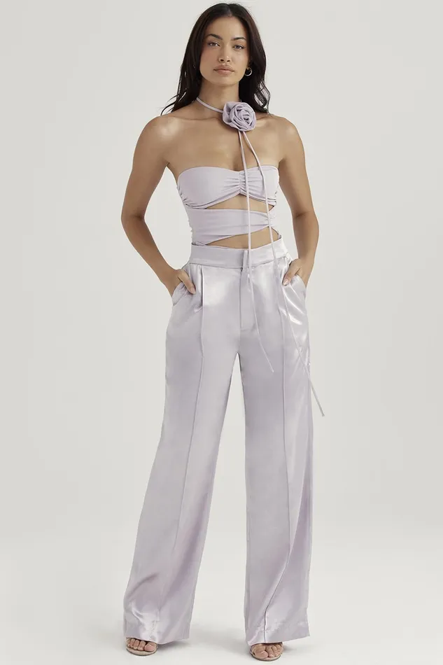 House Of CB AliviaGrey Satin Trousers 8211 SALE Grey Women Trousers
