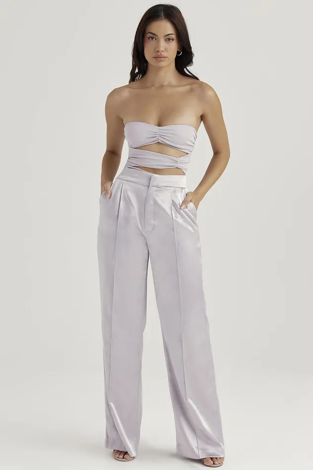 House Of CB AliviaGrey Satin Trousers 8211 SALE Grey Women Trousers