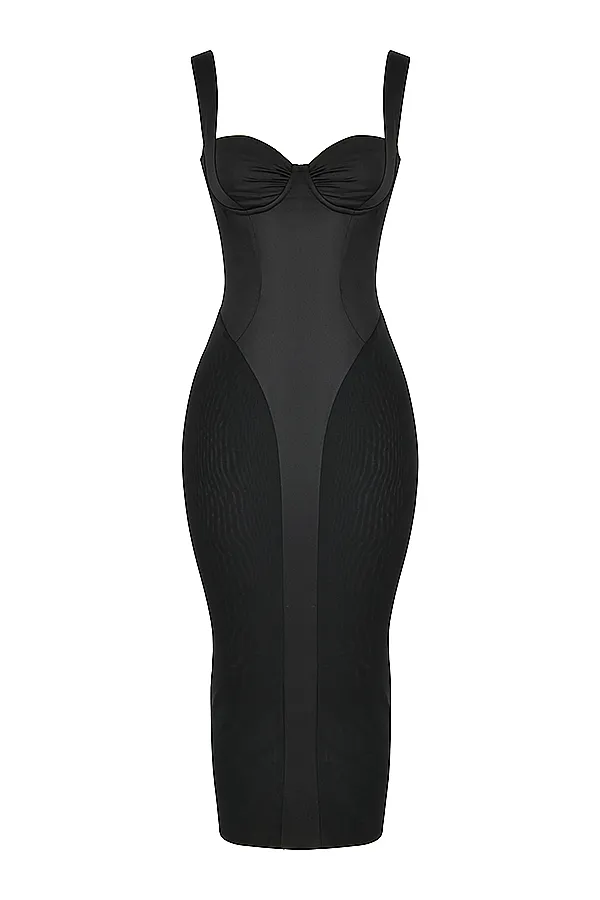 House Of CB ArielleBlack Corset Midi Dress 8211 SALE Black Women Bodycon Dresses