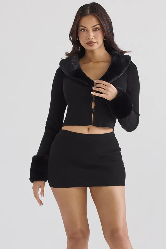 House Of CB AvrilBlack Cashmere Mini Skirt 8211 SALE Black Women Skirts