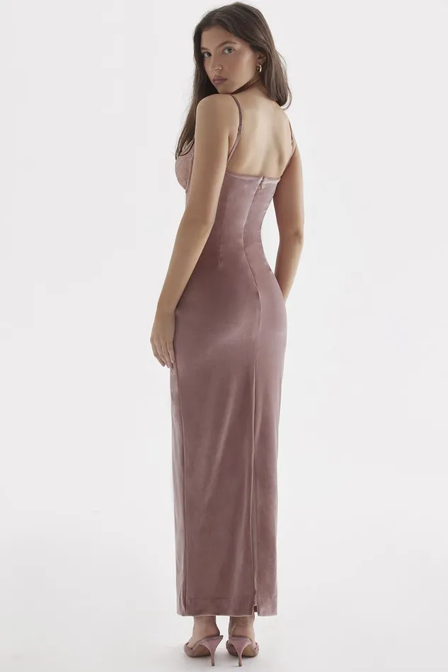 House Of CB AzaleaSoft Pink Velvet Midi Dress 8211 SALE Soft Women Bodycon Dresses