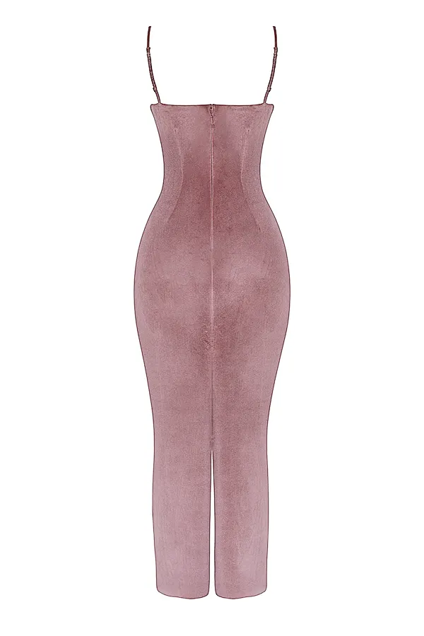 House Of CB AzaleaSoft Pink Velvet Midi Dress 8211 SALE Soft Women Bodycon Dresses