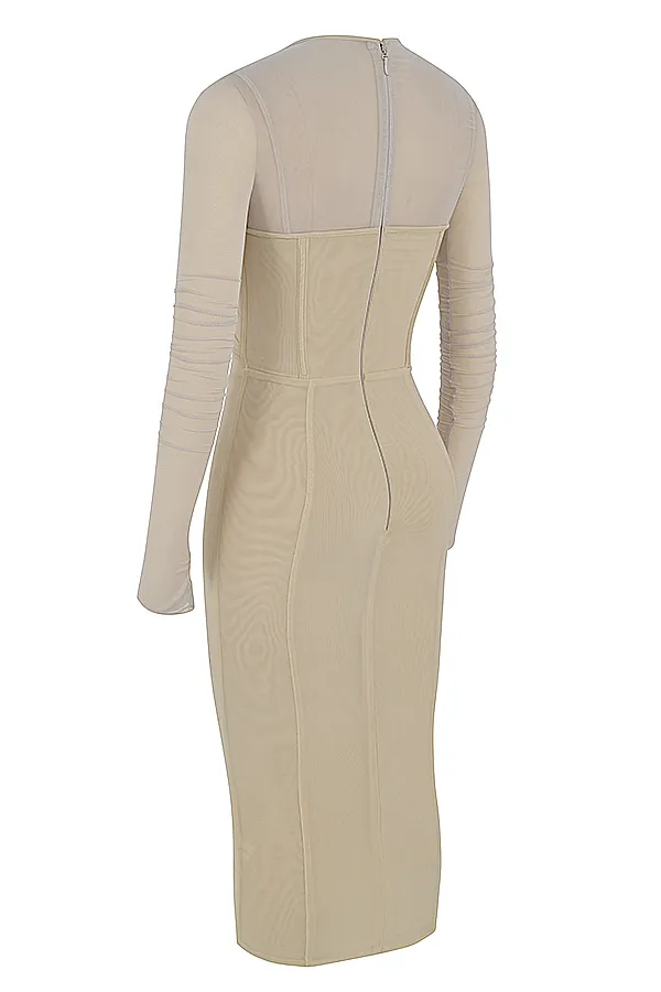 House Of CB BeatriceBeige Corset Midi Dress 8211 SALE Beige Women Bodycon Dresses