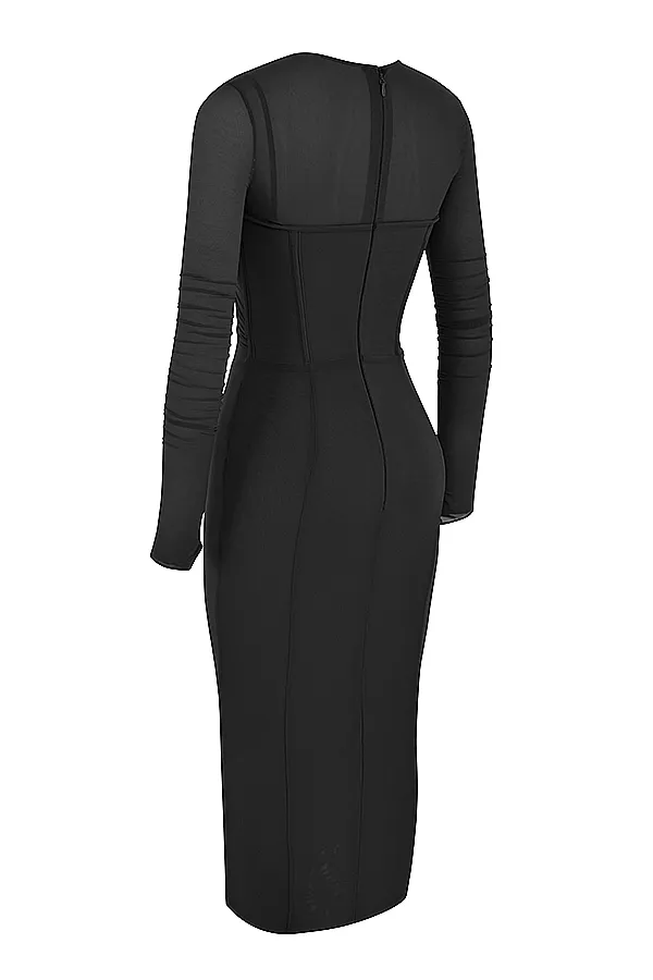House Of CB BeatriceBlack Corset Midi Dress 8211 SALE Black Women Bodycon Dresses