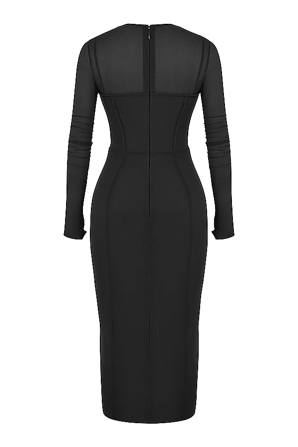 House Of CB BeatriceBlack Corset Midi Dress 8211 SALE Black Women Bodycon Dresses