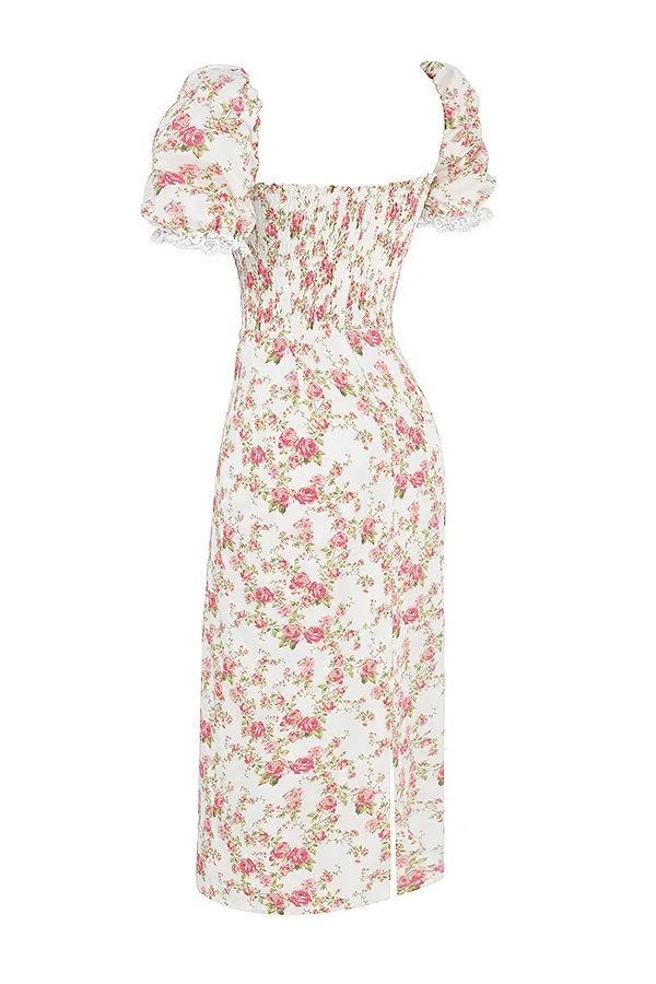 House Of CB BellucciRose Print Shirred Sundress 8211 SALE Rose Women Floral Dresses