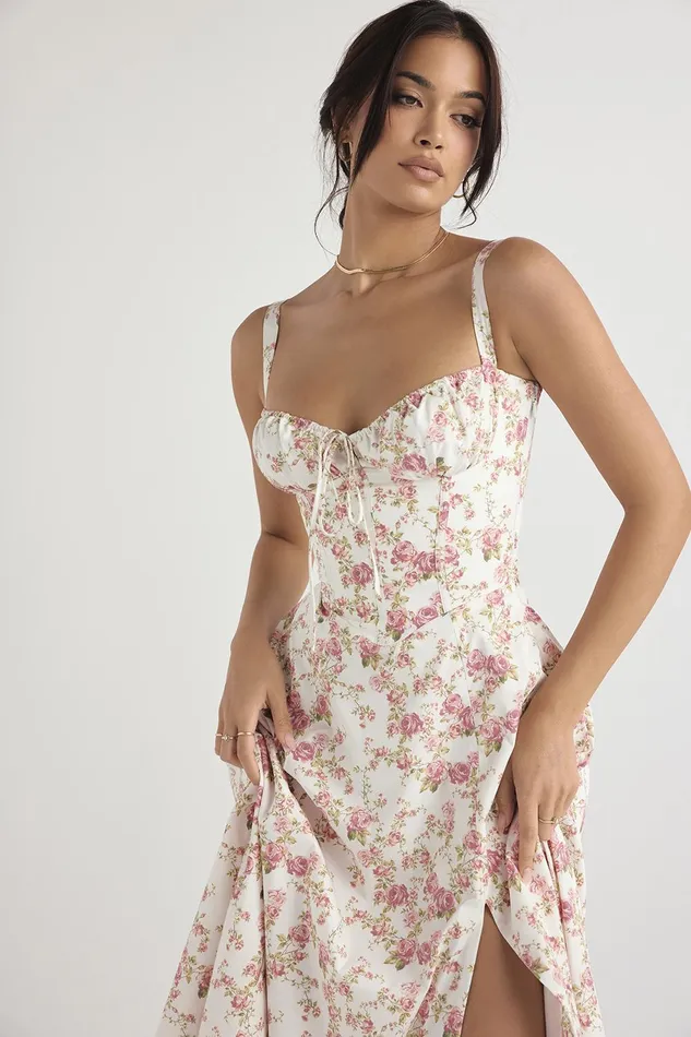House Of CB CarmenRose Print Bustier Sundress 8211 SALE Rose Women Corset Dresses