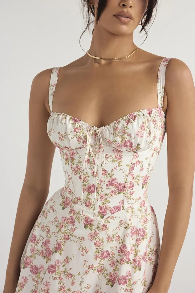 House Of CB CarmenRose Print Bustier Sundress 8211 SALE Rose Women Corset Dresses