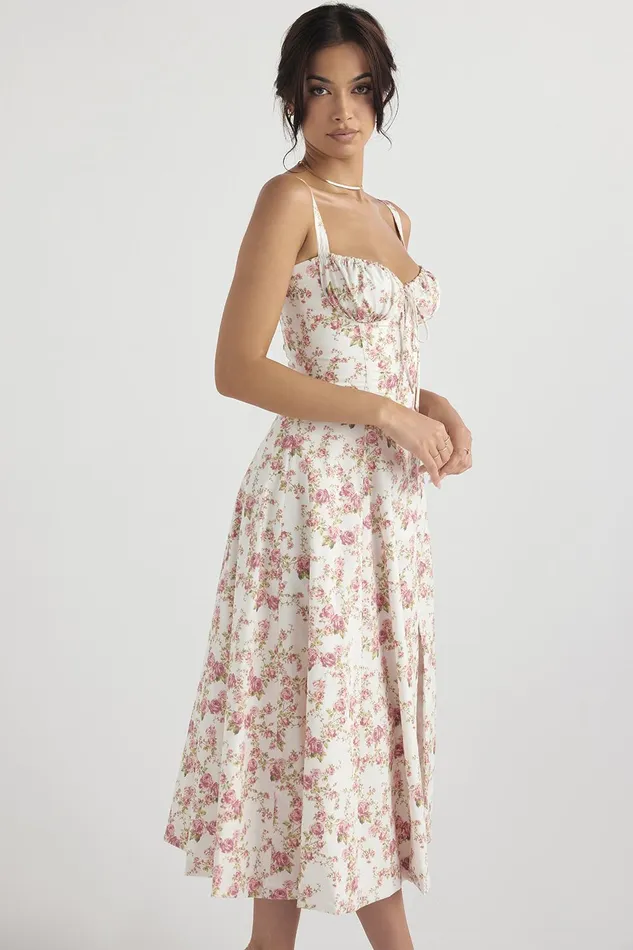 House Of CB CarmenRose Print Bustier Sundress 8211 SALE Rose Women Corset Dresses