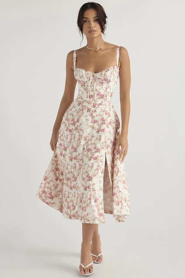 House Of CB CarmenRose Print Bustier Sundress 8211 SALE Rose Women Corset Dresses