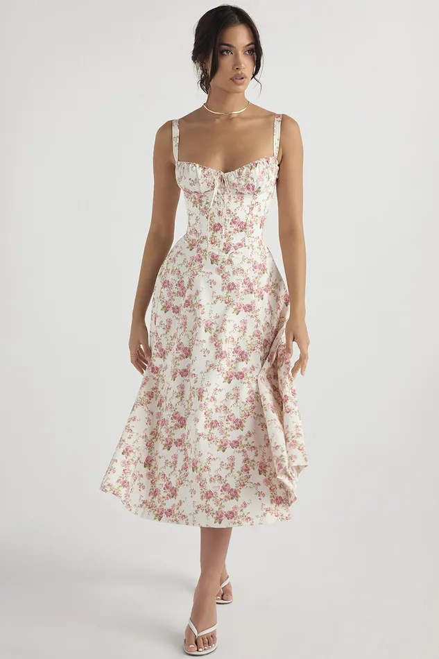 House Of CB CarmenRose Print Bustier Sundress 8211 SALE Rose Women Corset Dresses